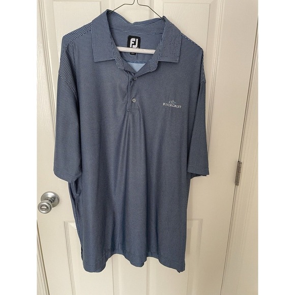 FootJoy Mens Rivercrest Golf Club Houndstooth Logo Polo Shirt XL - Picture 1 of 8
